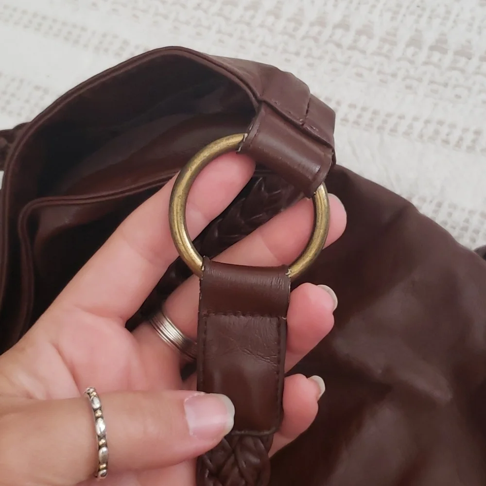 Boho purse, tassel, braided strap, brown bag, shoulder bag, hippie, hobo bag.